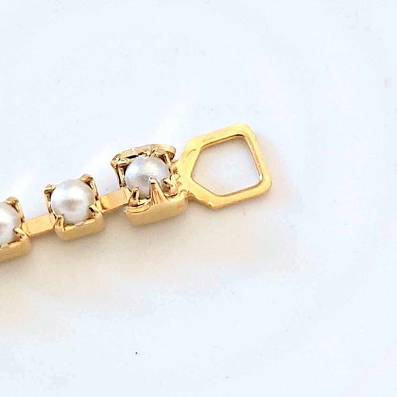 ๐๐ AVON Vintage Pearlesque Link Gold-Plated Brass Tennis Bracelet - Picture 4 of 10